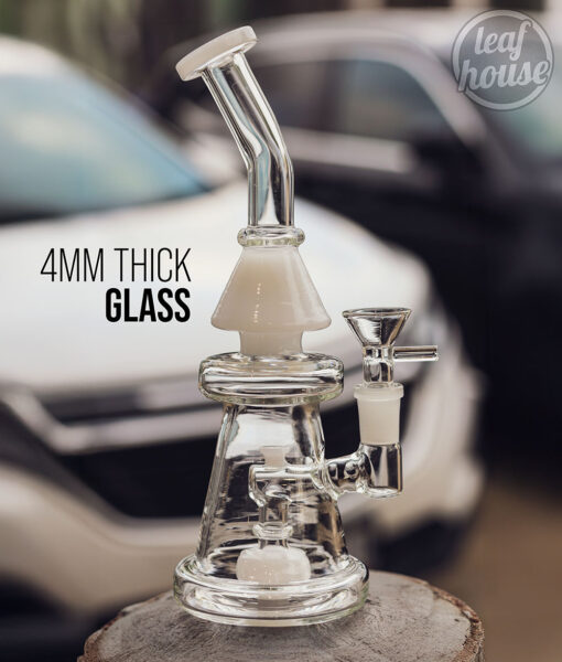 Circle Perc Glass Piece – Angled Neck with Flared Base – 22.86 cm (9 inch)
