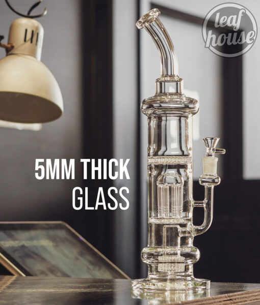 Double Perc Glass Piece – Stacked Chamber with Splash Guard – 40.9 cm (16.1 inch)