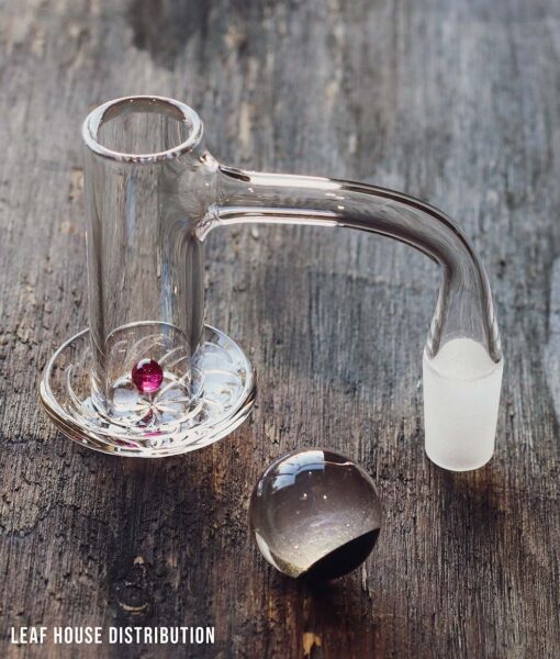 Blender Quartz Banger Set With Three-PieceE Marble Combo – Black Dot Top Marble – 14mm Male Full Weld 90 Degree