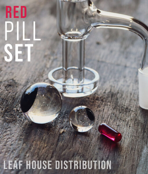 Terp Slurper Banger Set With Three-Piece Marble Set - Red Pill Version – Black Dot Marbles - 14mm Full Weld 90 Degree